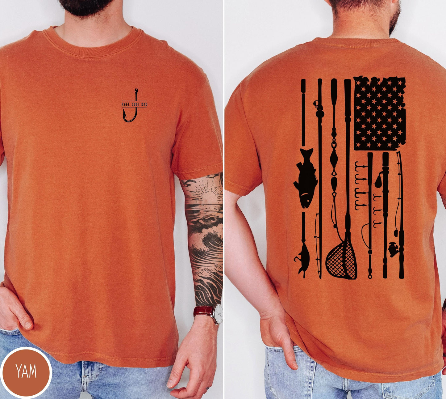 Reel Cool Dad Tshirt For Fishing Lover Outdoor Angler Tshirt Fathers Day Gift American Flag Tee For Grandpa New Dad Tshirt Present For Him