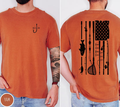 Reel Cool Dad Tshirt For Fishing Lover Outdoor Angler Tshirt Fathers Day Gift American Flag Tee For Grandpa New Dad Tshirt Present For Him