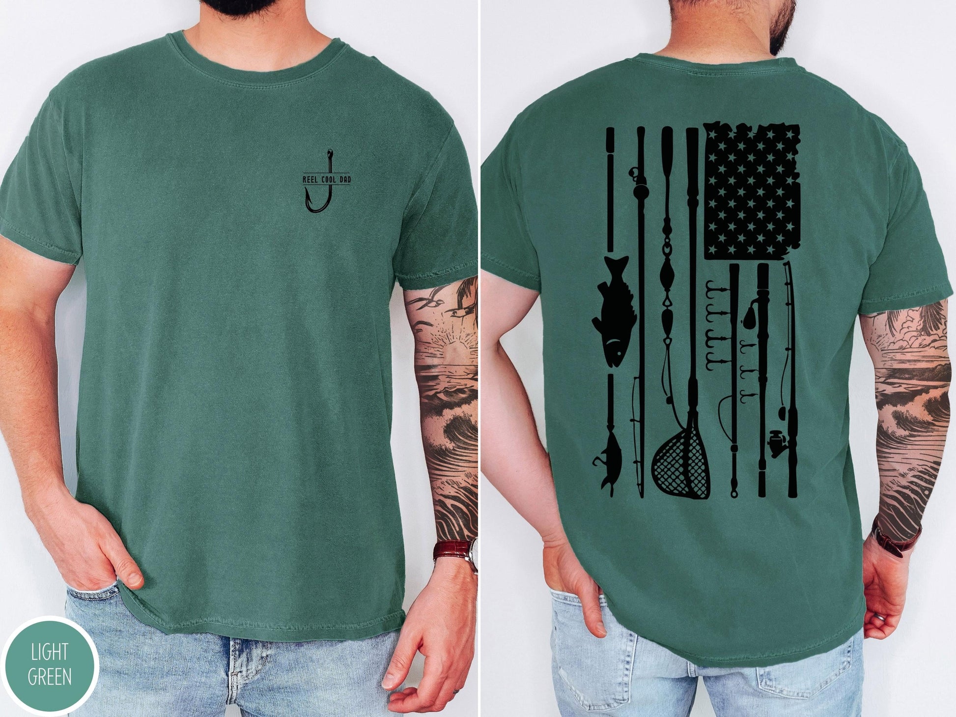 Reel Cool Dad Tshirt For Fishing Lover Outdoor Angler Tshirt Fathers Day Gift American Flag Tee For Grandpa New Dad Tshirt Present For Him