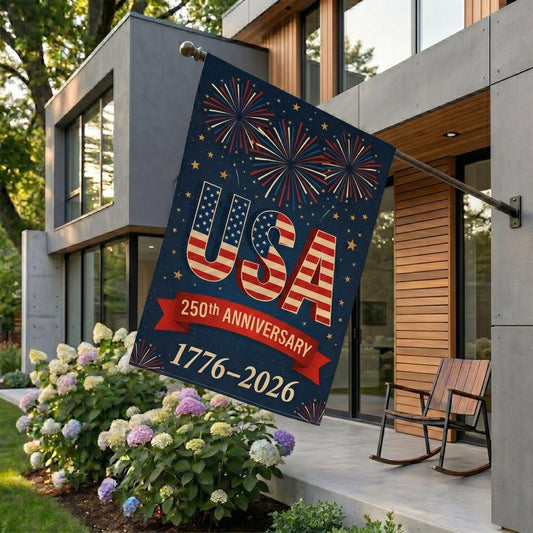 USA 250th Anniversary Firework Flag, 250 America 250th Celebration House Flag, Festive 1776-2026 Garden Flag, US 250th Birthday Party Decor