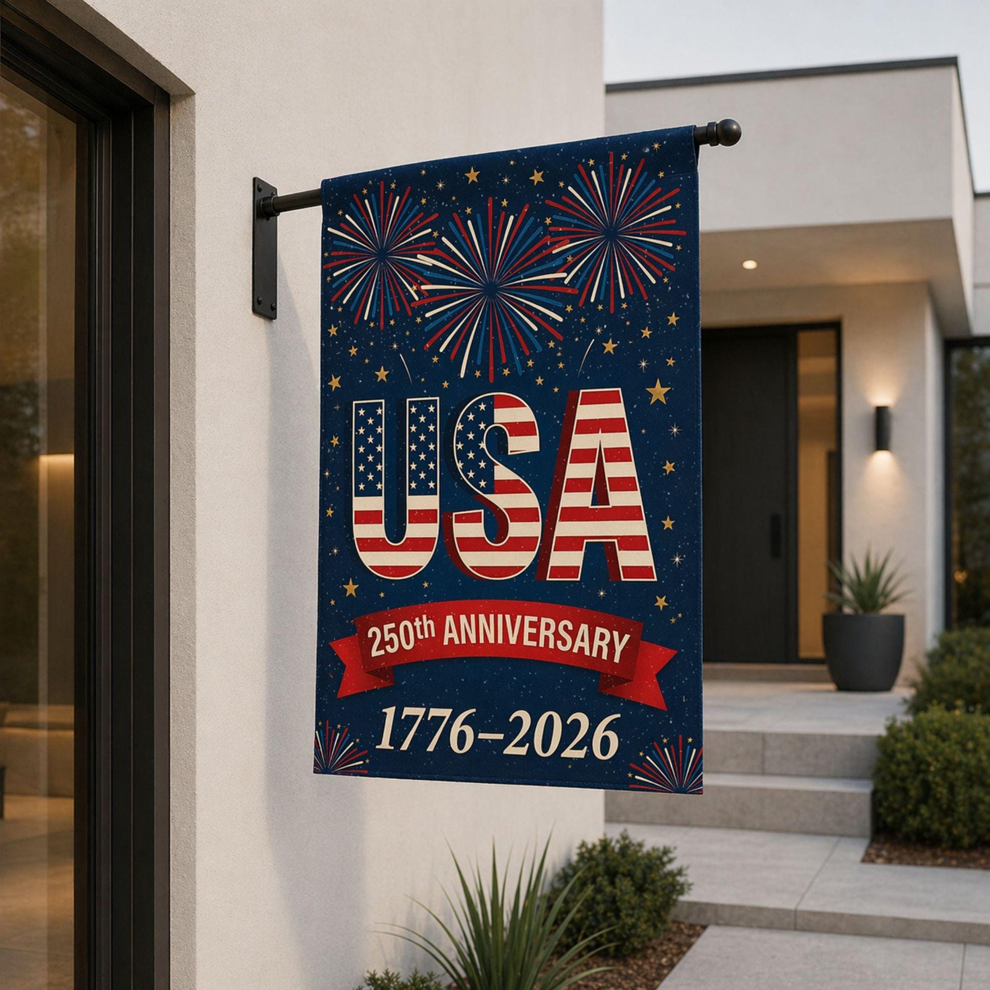 USA 250th Anniversary Firework Flag, 250 America 250th Celebration House Flag, Festive 1776-2026 Garden Flag, US 250th Birthday Party Decor