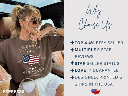America 250th Anniversary Shirt, Patriotic Comfort Colors Tee, Semiquincentennial 1776–2026, Fourth of July Apparel