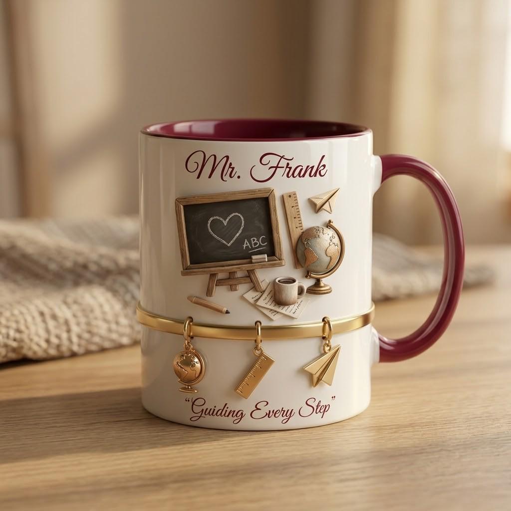 Personalized Teacher Mug, Custom Classroom Coffee Gift, Inspiring Young Minds Desk Cup