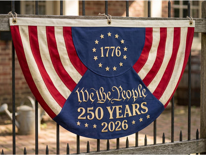 Patriotic Semicircle Fence Flag, 1776 250 Years 2026 Americana Yard Decor, Lightweight July 4th Gift For Family Home Porch Bunting