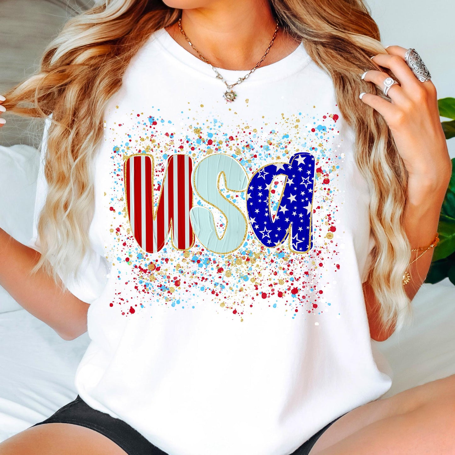 Comfort Colors USA Shirt, Patriotic Women T-shirt, 4th of July Patriotism Gift, Fourth of July Tee