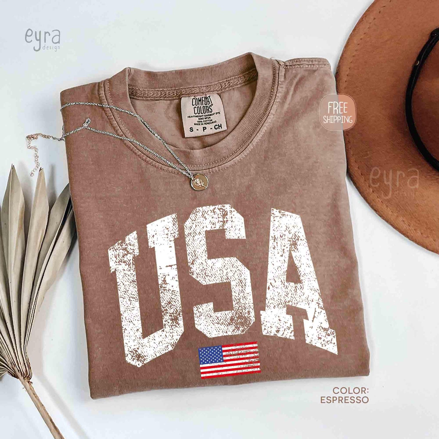 Retro USA T-shirt, Comfort Colors Womens USA Shirt, America Tshirt, 4th of July Tee, Vintage Patriotic Shirt, Distressed USA Flag Tee