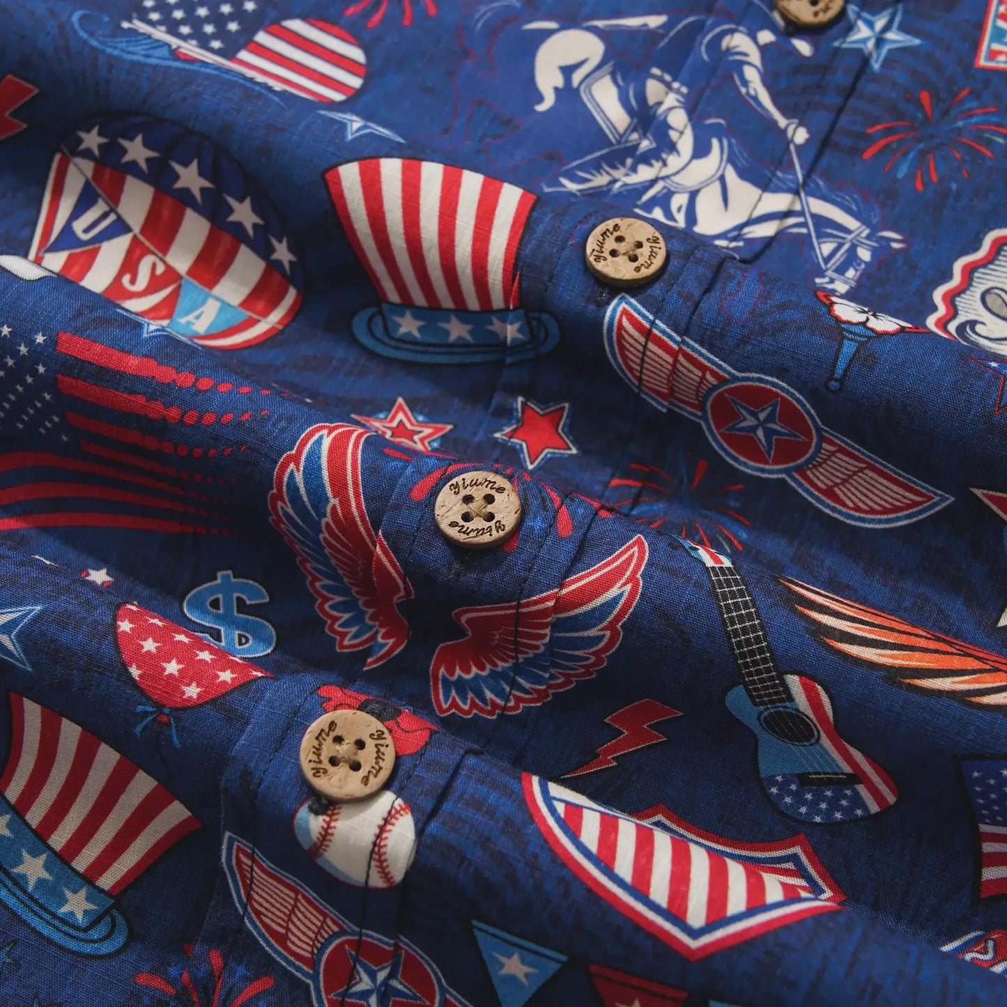 America 250 Hawaiian Shirt Men 1776-2026 | Patriotic Button Down 100% Cotton Aloha Liberty Blue USA Celebration