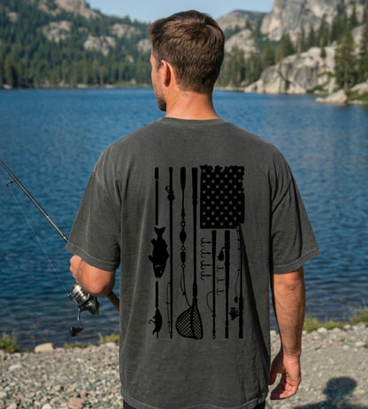 Reel Cool Dad Tshirt For Fishing Lover Outdoor Angler Tshirt Fathers Day Gift American Flag Tee For Grandpa New Dad Tshirt Present For Him