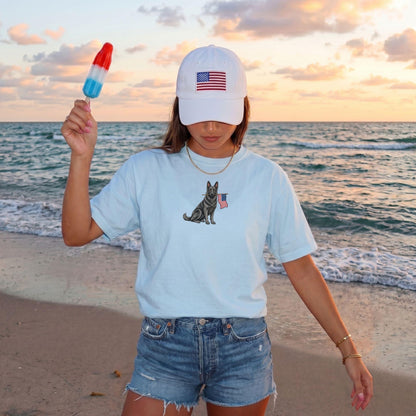Black German Shepherd American Flag Shirt Patriotic Dog Tee, Comfort Colors German Shepherd T-shirt, USA Shepherd Mama Shirt, Memorial Day