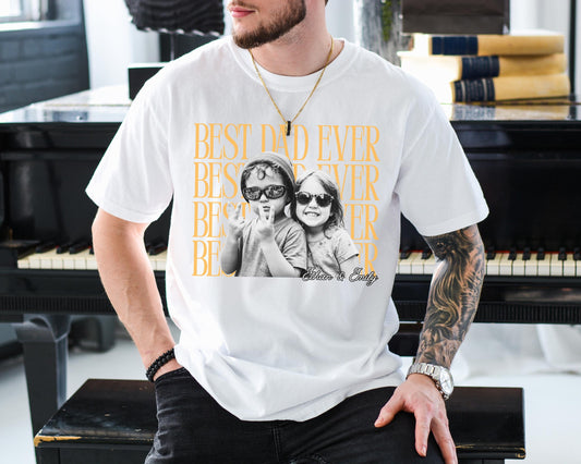 Personalized Custom Comfort Colors Dad Shirt, Personalized Fathers Day Shirt With Kids Photo, Funny Dad Shirt, Best Dad Ever Shirt