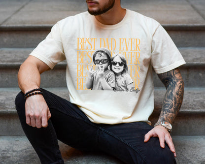 Personalized Custom Comfort Colors Dad Shirt, Personalized Fathers Day Shirt With Kids Photo, Funny Dad Shirt, Best Dad Ever Shirt