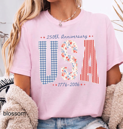 Comfort Colors© USA 250th Anniversary Shirt, 1776–2026 Patriotic T-shirt, 4th of July Tee, Retro Independence Day Gift
