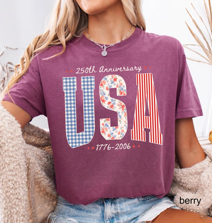 Comfort Colors© USA 250th Anniversary Shirt, 1776–2026 Patriotic T-shirt, 4th of July Tee, Retro Independence Day Gift