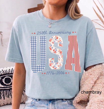 Comfort Colors© USA 250th Anniversary Shirt, 1776–2026 Patriotic T-shirt, 4th of July Tee, Retro Independence Day Gift