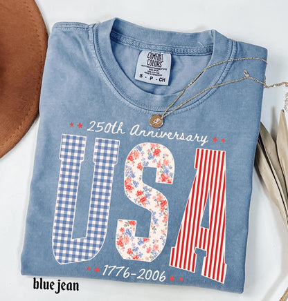 Comfort Colors© USA 250th Anniversary Shirt, 1776–2026 Patriotic T-shirt, 4th of July Tee, Retro Independence Day Gift
