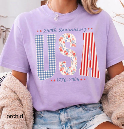 Comfort Colors© USA 250th Anniversary Shirt, 1776–2026 Patriotic T-shirt, 4th of July Tee, Retro Independence Day Gift