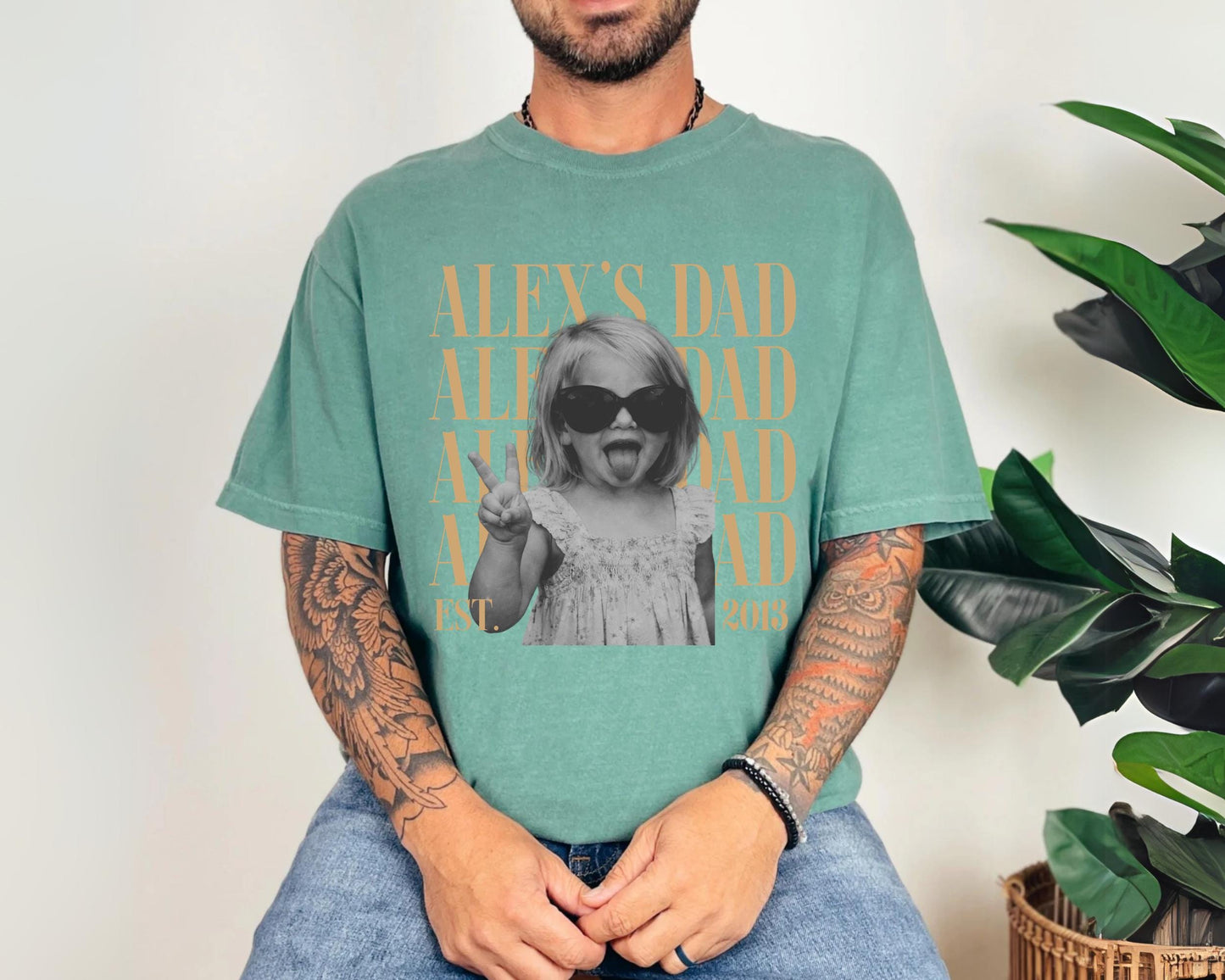 Custom Dad Vintage Photo Shirt: Personalized Fathers Day Shirt With Kids Photo, Funny Dad Shirt, Best Dad Ever Shirt, New Dad Gift