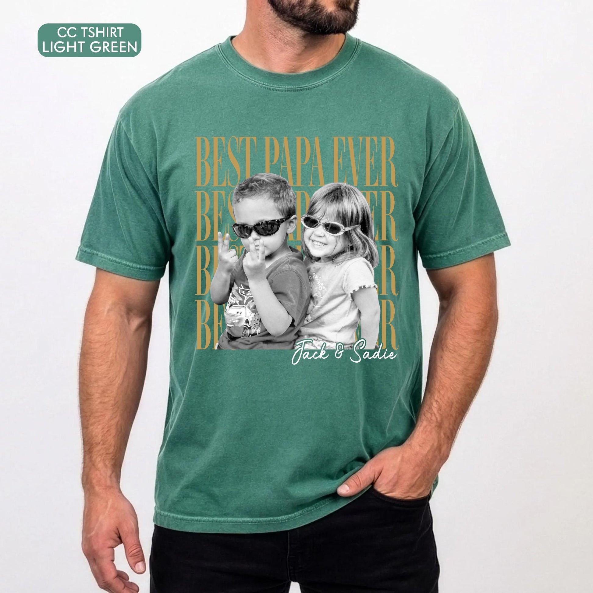 Comfort Colors Custom Photo Grandpa Shirt, Father's Day Gift for Grandpa, Best Papa Ever, Grandparent Shirt from Grandkids, Pop Pop Gift