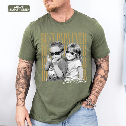 Comfort Colors Custom Photo Grandpa Shirt, Father's Day Gift for Grandpa, Best Papa Ever, Grandparent Shirt from Grandkids, Pop Pop Gift