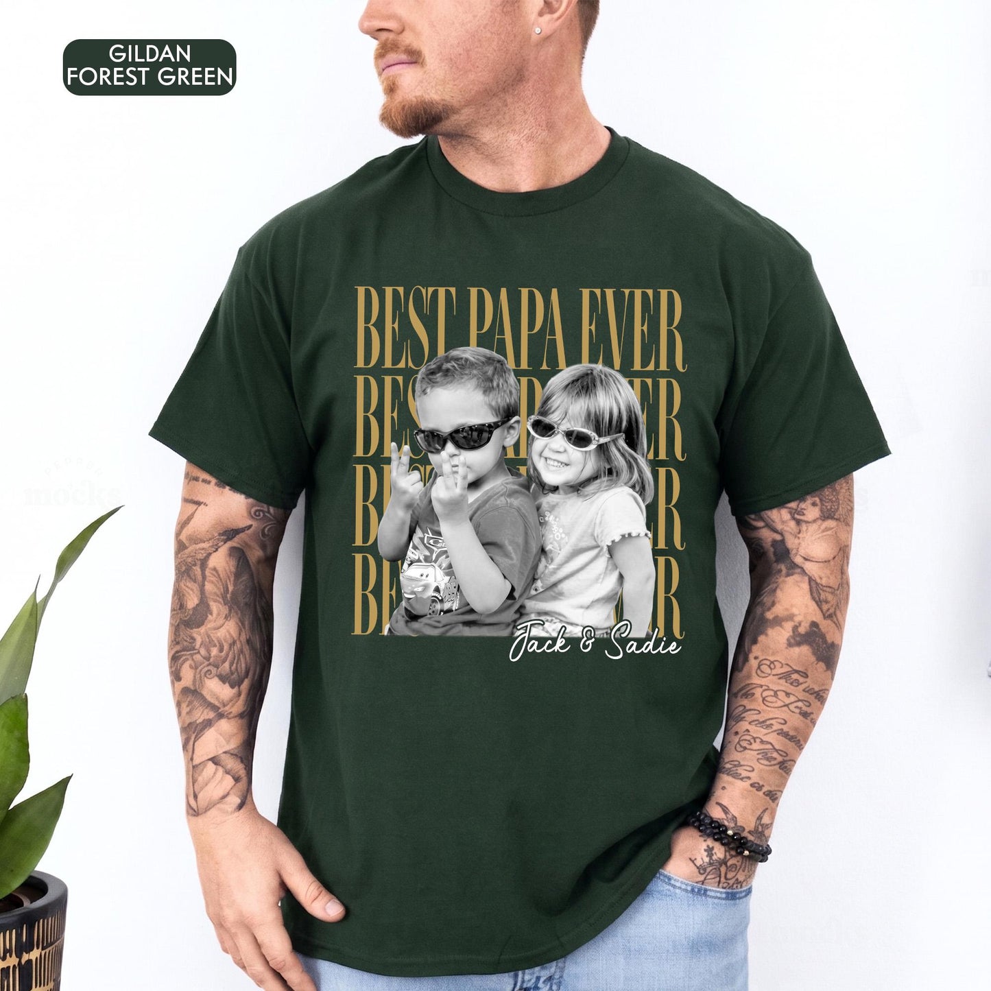 Comfort Colors Custom Photo Grandpa Shirt, Father's Day Gift for Grandpa, Best Papa Ever, Grandparent Shirt from Grandkids, Pop Pop Gift