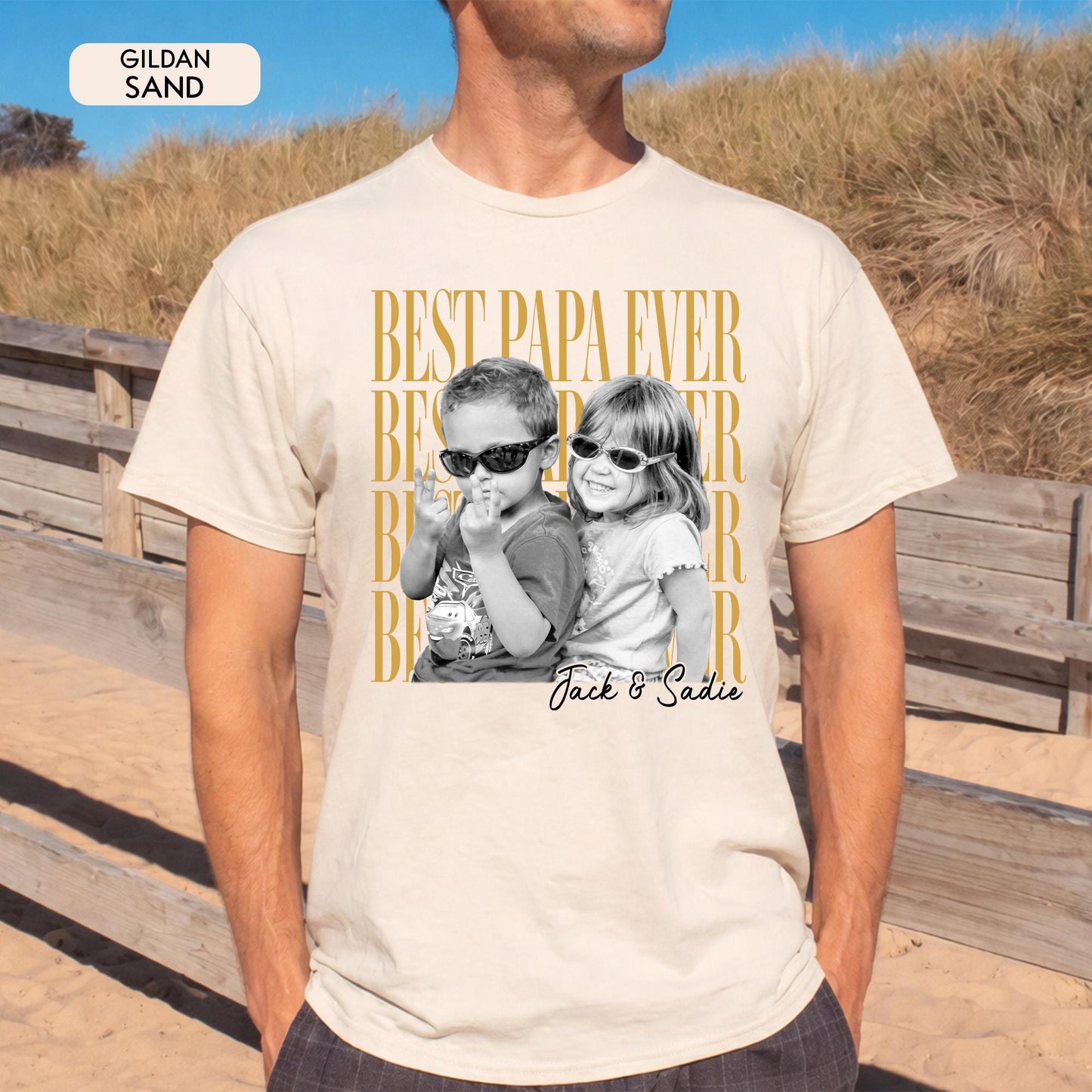 Comfort Colors Custom Photo Grandpa Shirt, Father's Day Gift for Grandpa, Best Papa Ever, Grandparent Shirt from Grandkids, Pop Pop Gift