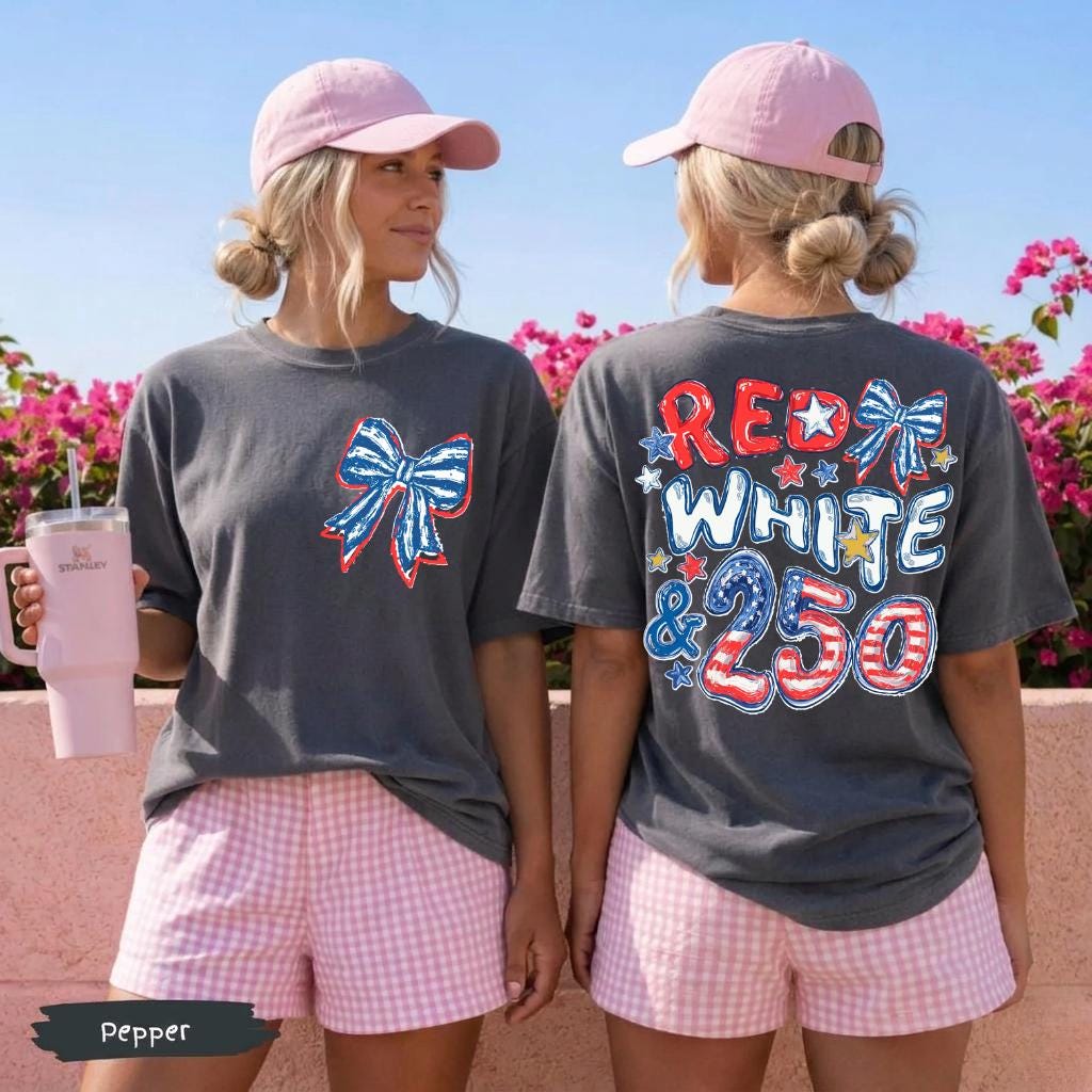 Comfort Colors® Red White Blue Shirt, 250th Anniversary Shirt, Front And Back Side, 4th of July Shirt, Preppy Patriotic Tee, Flag Tshirt