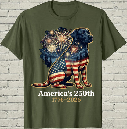 Patriotic Labrador Shirt, Retro 1776 Graphic Tee, Independence Day Gift For Pet Owner, America 250th Apparel, Vintage Puppy Clothing