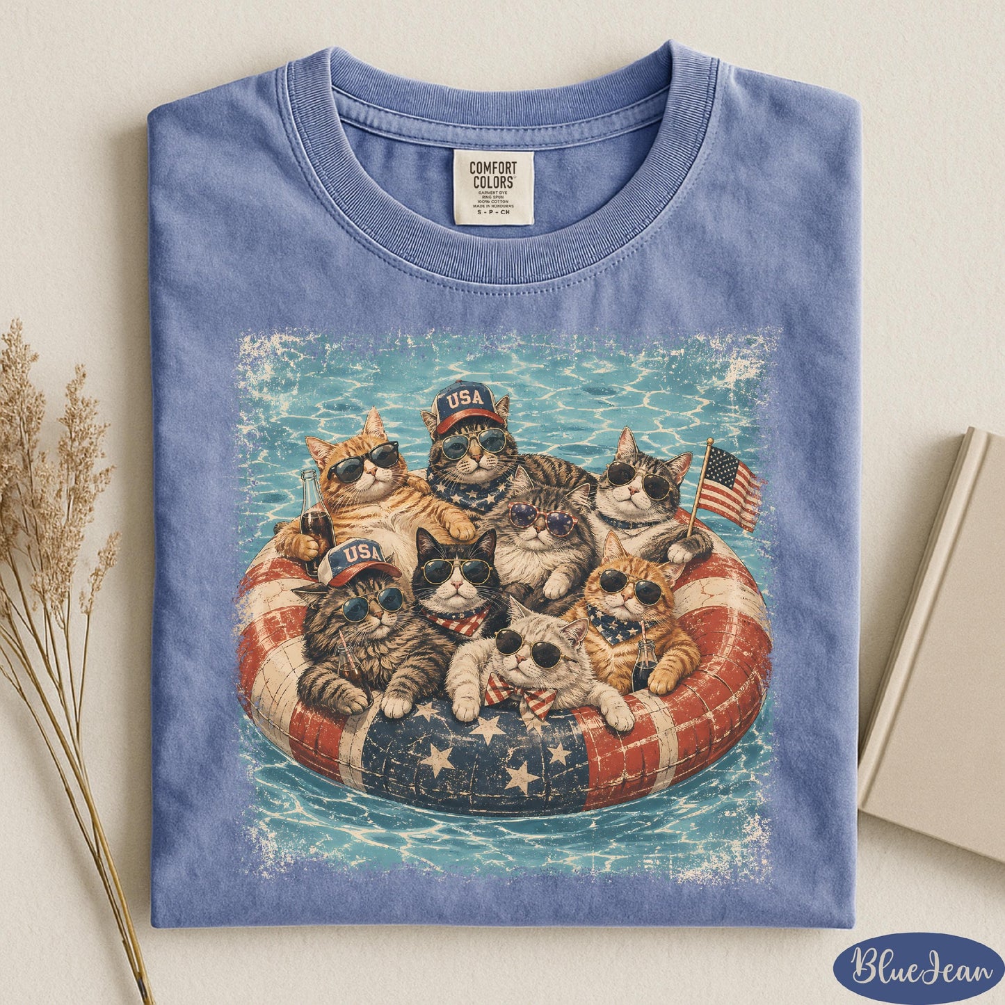 Patriotic Cats Shirt, USA Cat Shirt, 4th of July Shirt, Independence Day Shirt, Comfort Colors® Summer Vibes Shirt, Summer Cats Shirt
