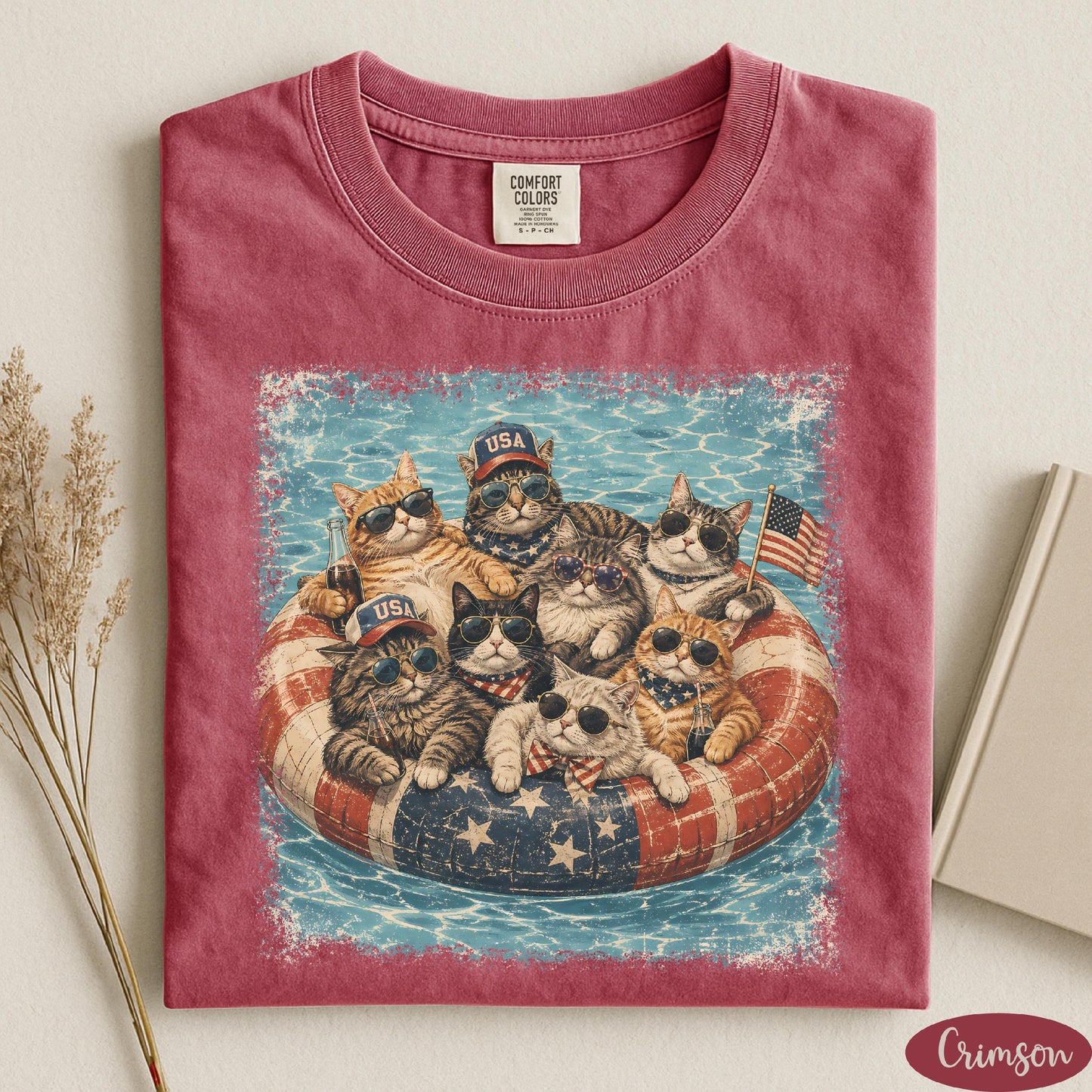 Patriotic Cats Shirt, USA Cat Shirt, 4th of July Shirt, Independence Day Shirt, Comfort Colors® Summer Vibes Shirt, Summer Cats Shirt