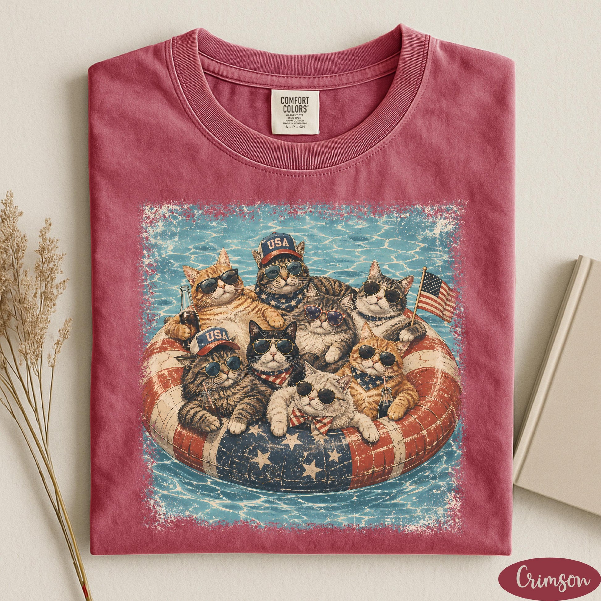 Patriotic Cats Shirt, USA Cat Shirt, 4th of July Shirt, Independence Day Shirt, Comfort Colors® Summer Vibes Shirt, Summer Cats Shirt