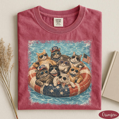 Patriotic Cats Shirt, USA Cat Shirt, 4th of July Shirt, Independence Day Shirt, Comfort Colors® Summer Vibes Shirt, Summer Cats Shirt