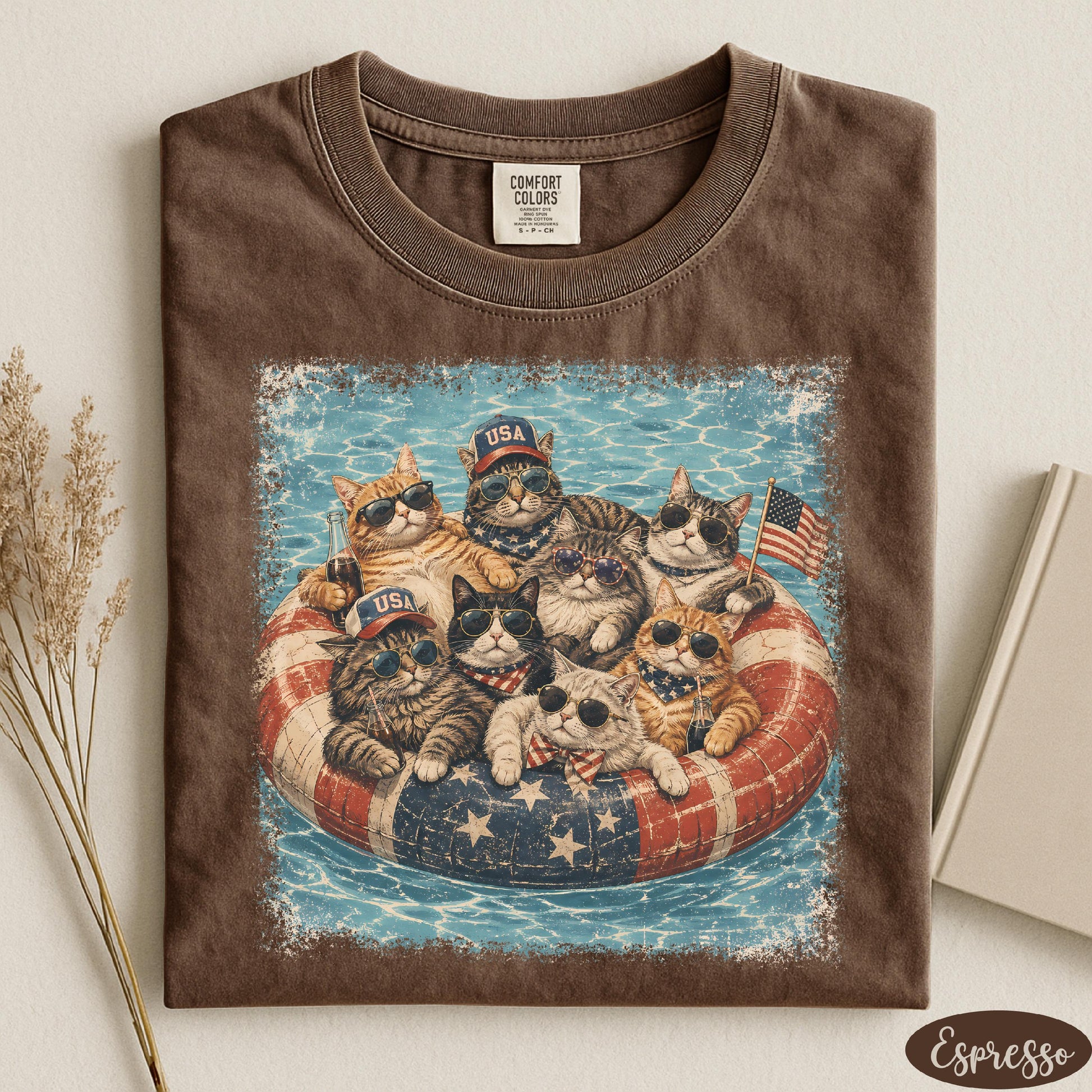 Patriotic Cats Shirt, USA Cat Shirt, 4th of July Shirt, Independence Day Shirt, Comfort Colors® Summer Vibes Shirt, Summer Cats Shirt