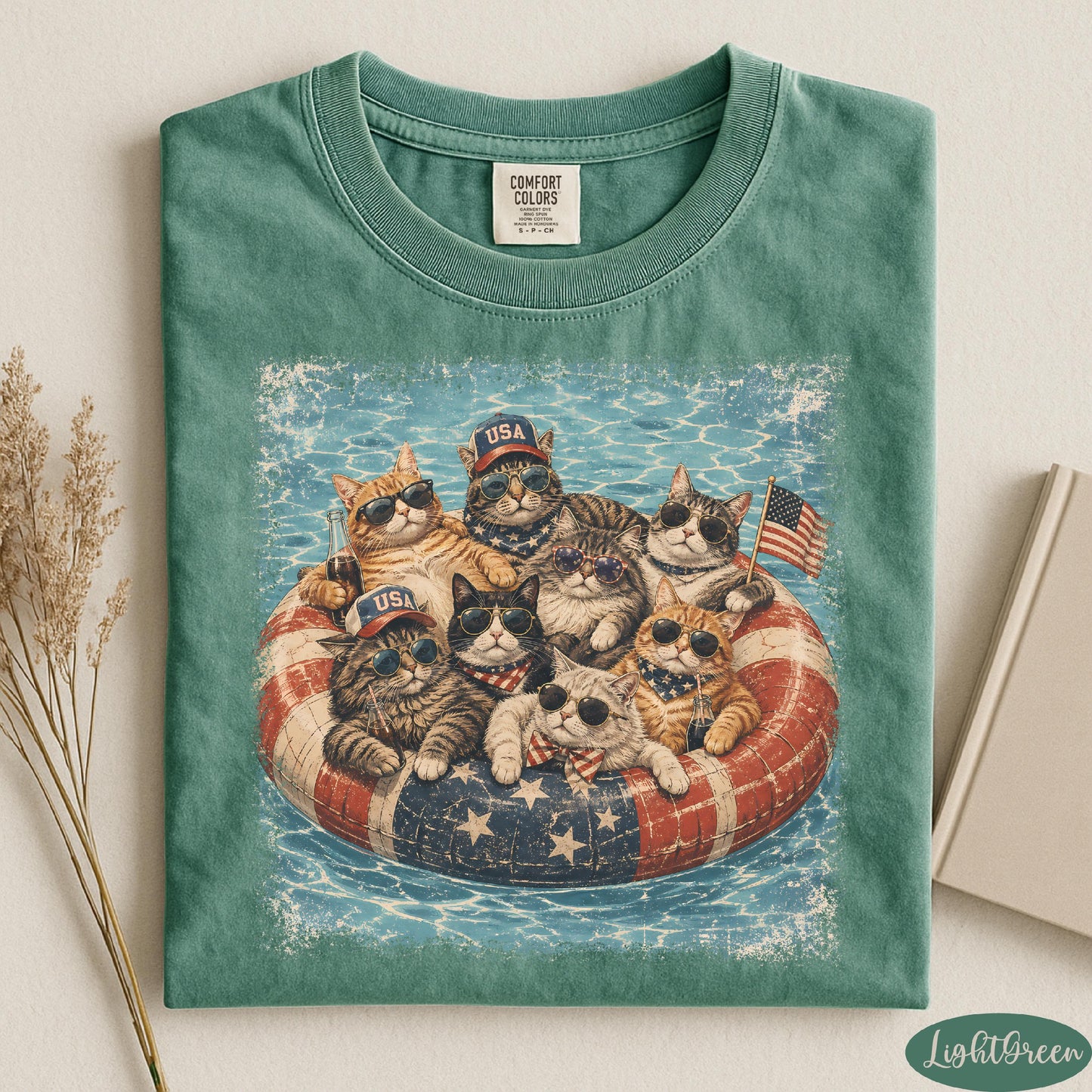 Patriotic Cats Shirt, USA Cat Shirt, 4th of July Shirt, Independence Day Shirt, Comfort Colors® Summer Vibes Shirt, Summer Cats Shirt