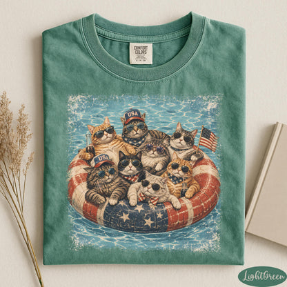 Patriotic Cats Shirt, USA Cat Shirt, 4th of July Shirt, Independence Day Shirt, Comfort Colors® Summer Vibes Shirt, Summer Cats Shirt