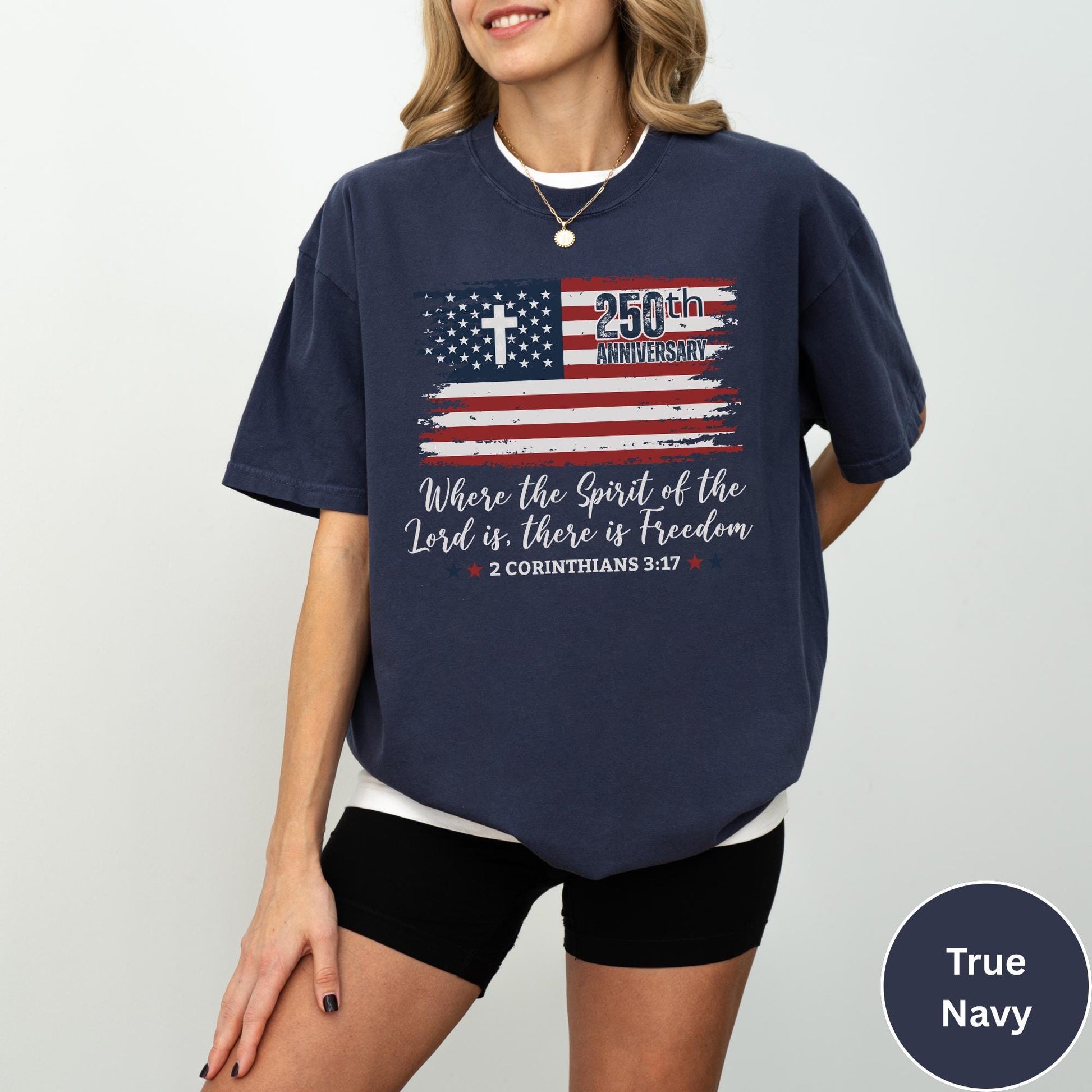 Christian America 250th Anniversary Shirt Comfort Colors®, Distressed Jesus 4th Of July Shirt, American Flag Shirt, Freedom Bible Verse Tee