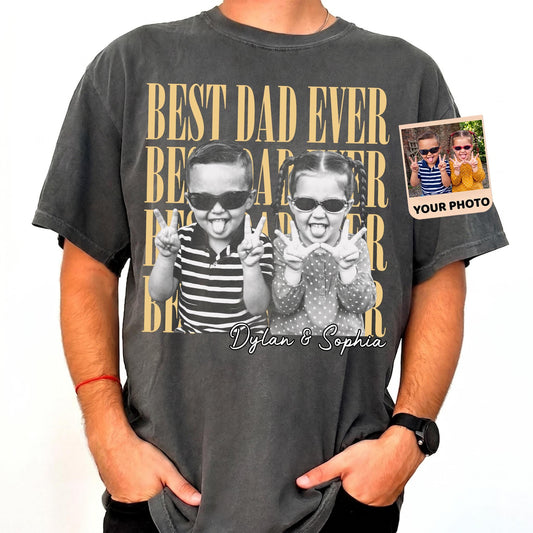 Comfort Colors® Custom Dad Vintage Photo Shirt: Personalized Fathers Day With Kids Photo