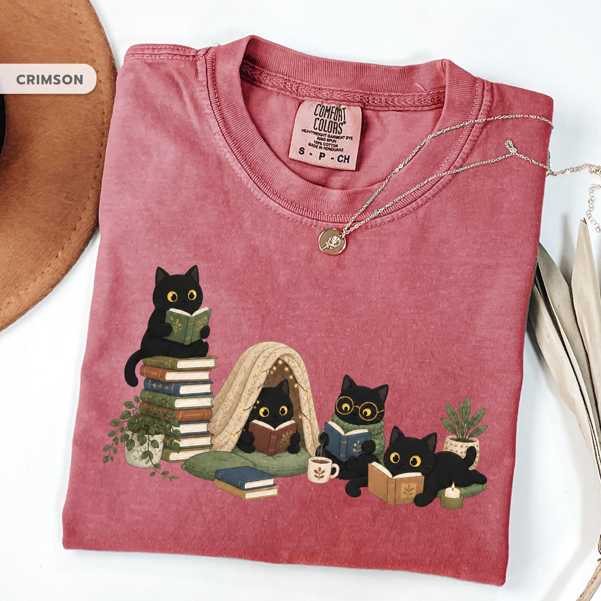 Black Cat Reading Shirt, Book Lover Cat Tee, Cozy Reader Gift For Her, Cat Mom Shirt, Librarian Teacher Bookish Gift
