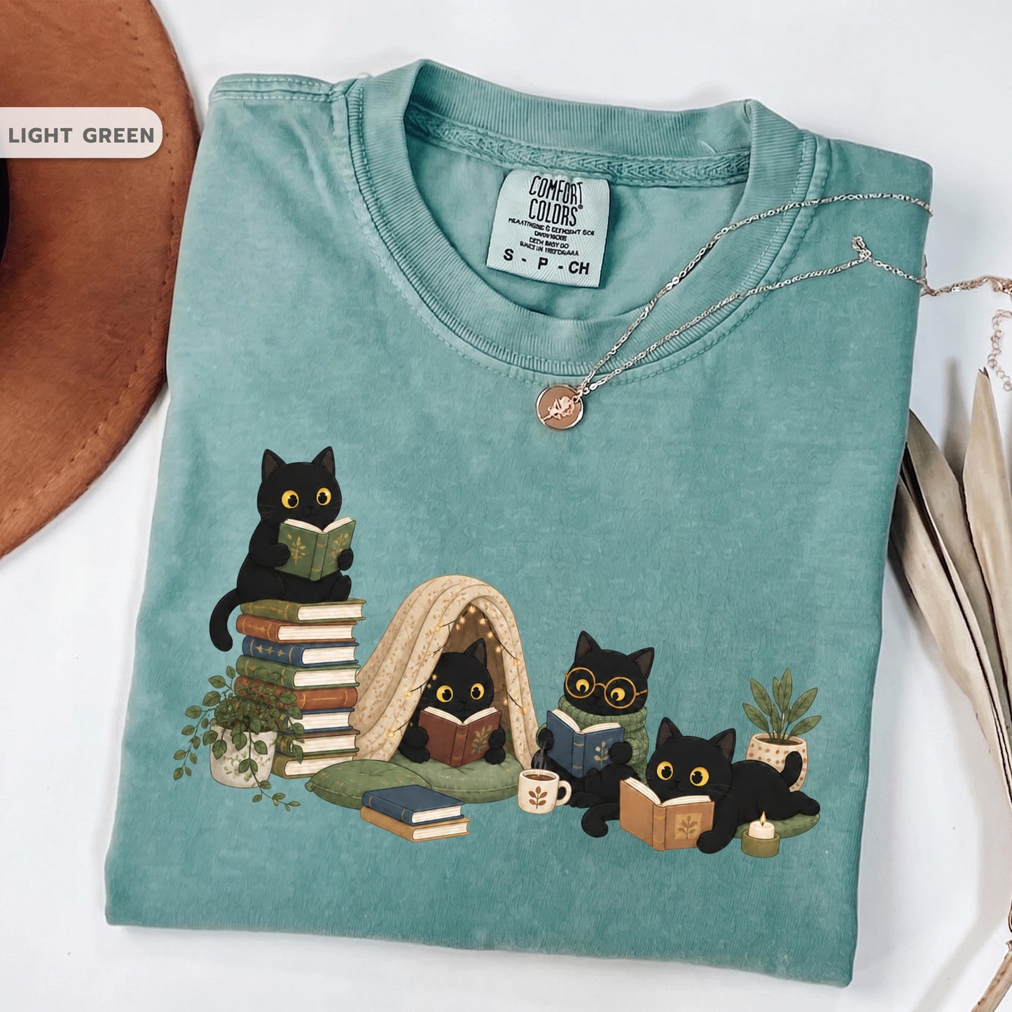 Black Cat Reading Shirt, Book Lover Cat Tee, Cozy Reader Gift For Her, Cat Mom Shirt, Librarian Teacher Bookish Gift
