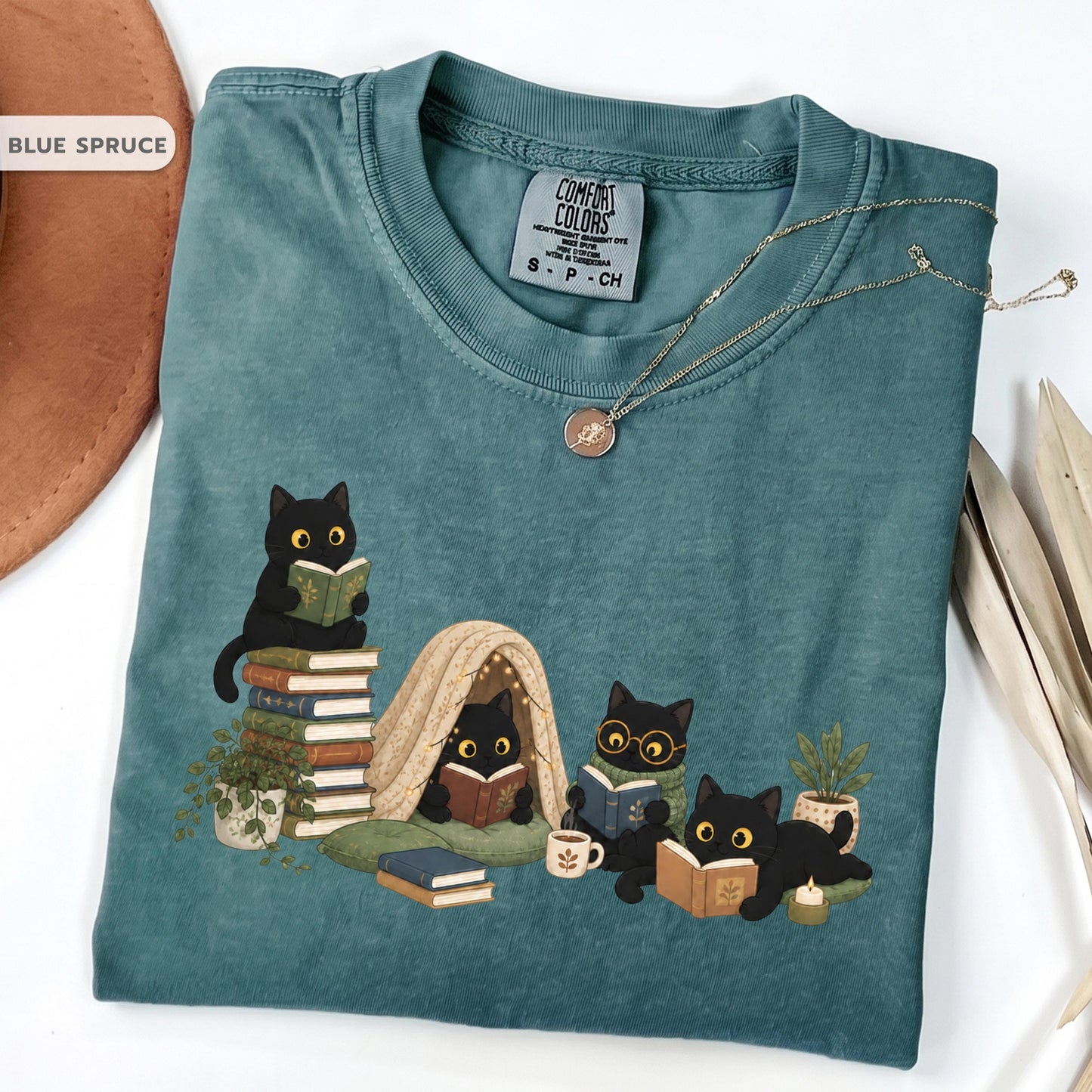 Black Cat Reading Shirt, Book Lover Cat Tee, Cozy Reader Gift For Her, Cat Mom Shirt, Librarian Teacher Bookish Gift