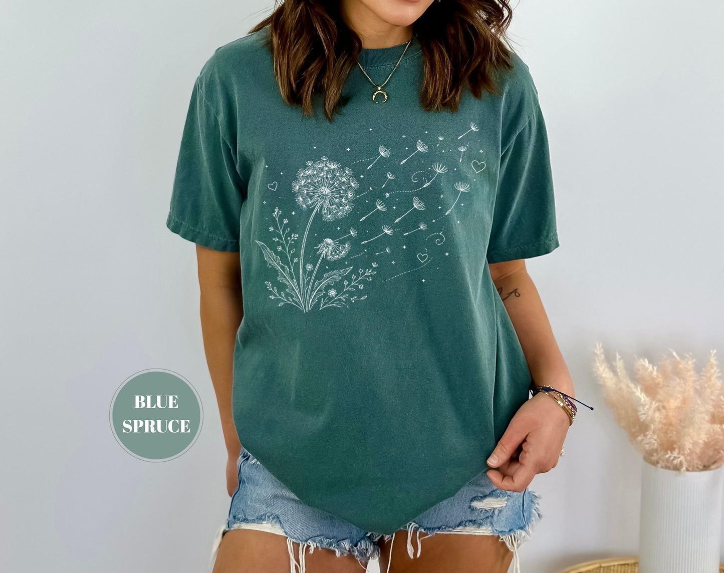 Dandelion Wildflower Comfort Colors® T-Shirt, Boho Floral Tshirt, Wish Flower Graphic Tee, Cottagecore Nature Gift, Whimsical Botanical Top