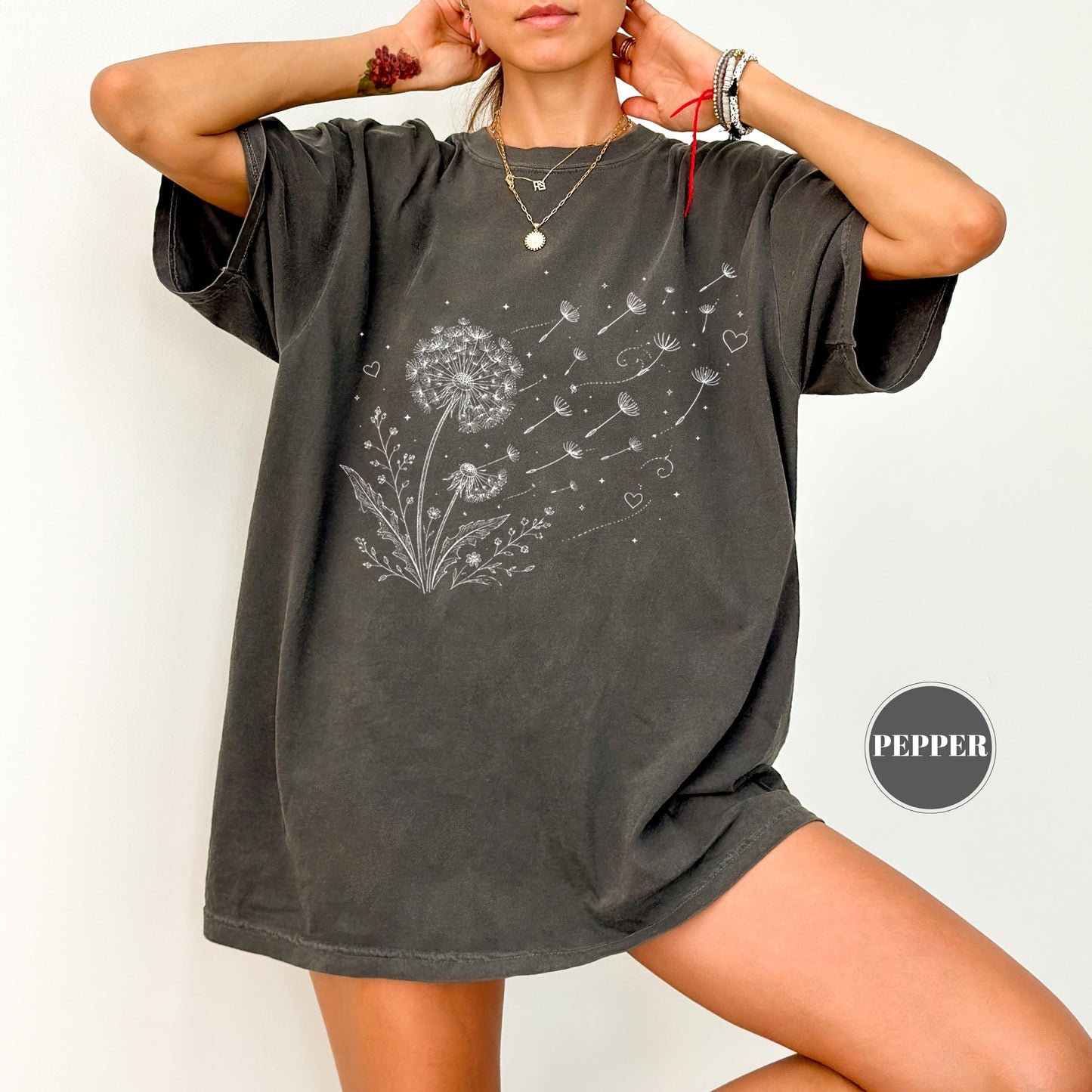 Dandelion Wildflower Comfort Colors® T-Shirt, Boho Floral Tshirt, Wish Flower Graphic Tee, Cottagecore Nature Gift, Whimsical Botanical Top