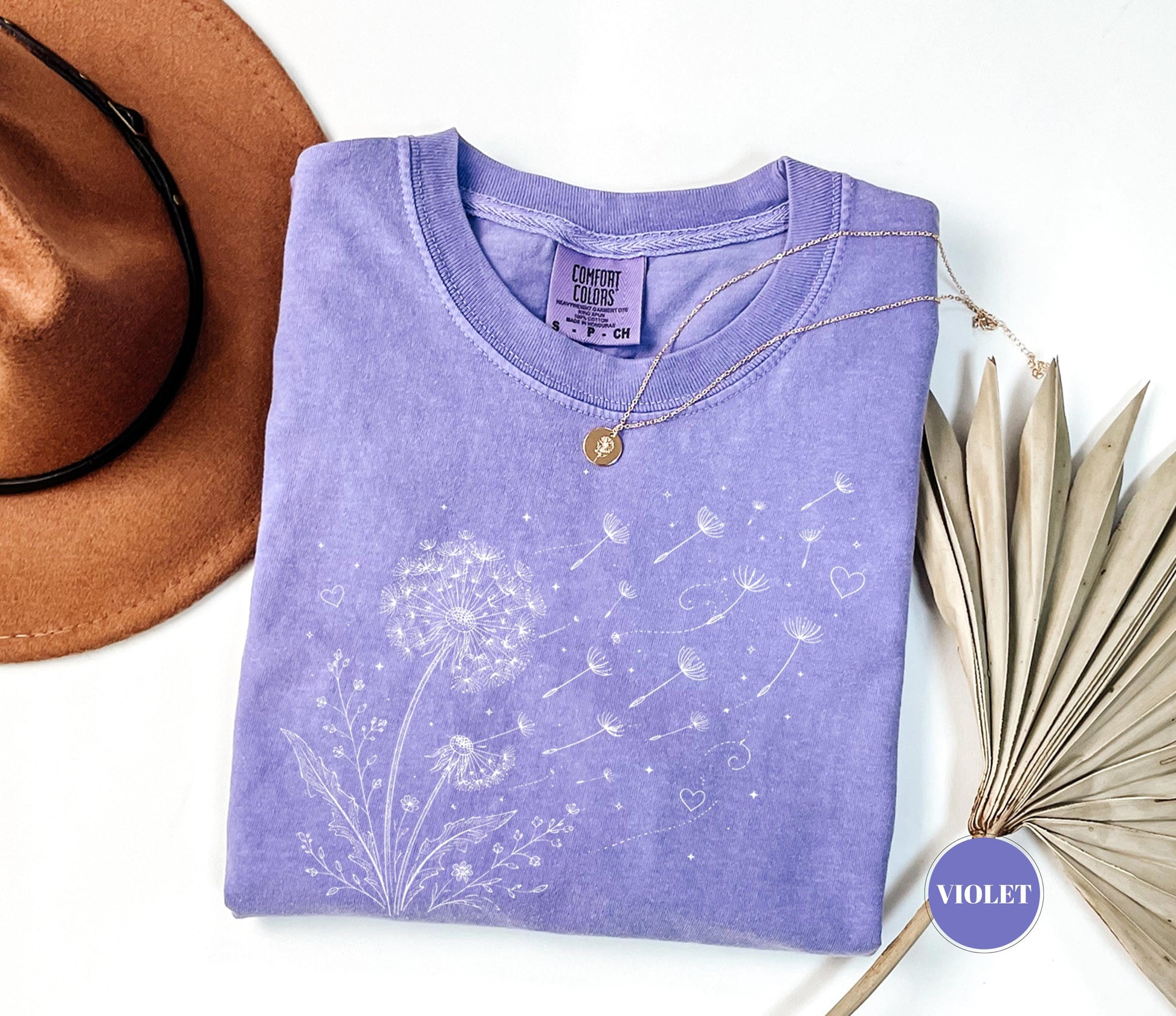 Dandelion Wildflower Comfort Colors® T-Shirt, Boho Floral Tshirt, Wish Flower Graphic Tee, Cottagecore Nature Gift, Whimsical Botanical Top
