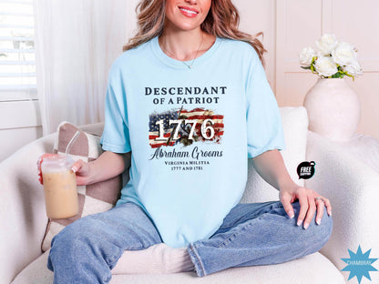 Comfort Colors® Descendant of a Patriot Shirt, Revolutionary War Heritage Tee, Vintage American Revolution Gift