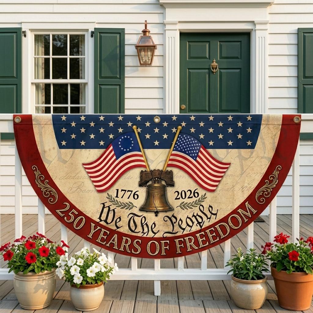 250th Anniversary Banner, We The People Banner, 1776 2026 Banner, Liberty Bell Banner, Patriotic Porch Banner, 250 Years of Freedom Banner