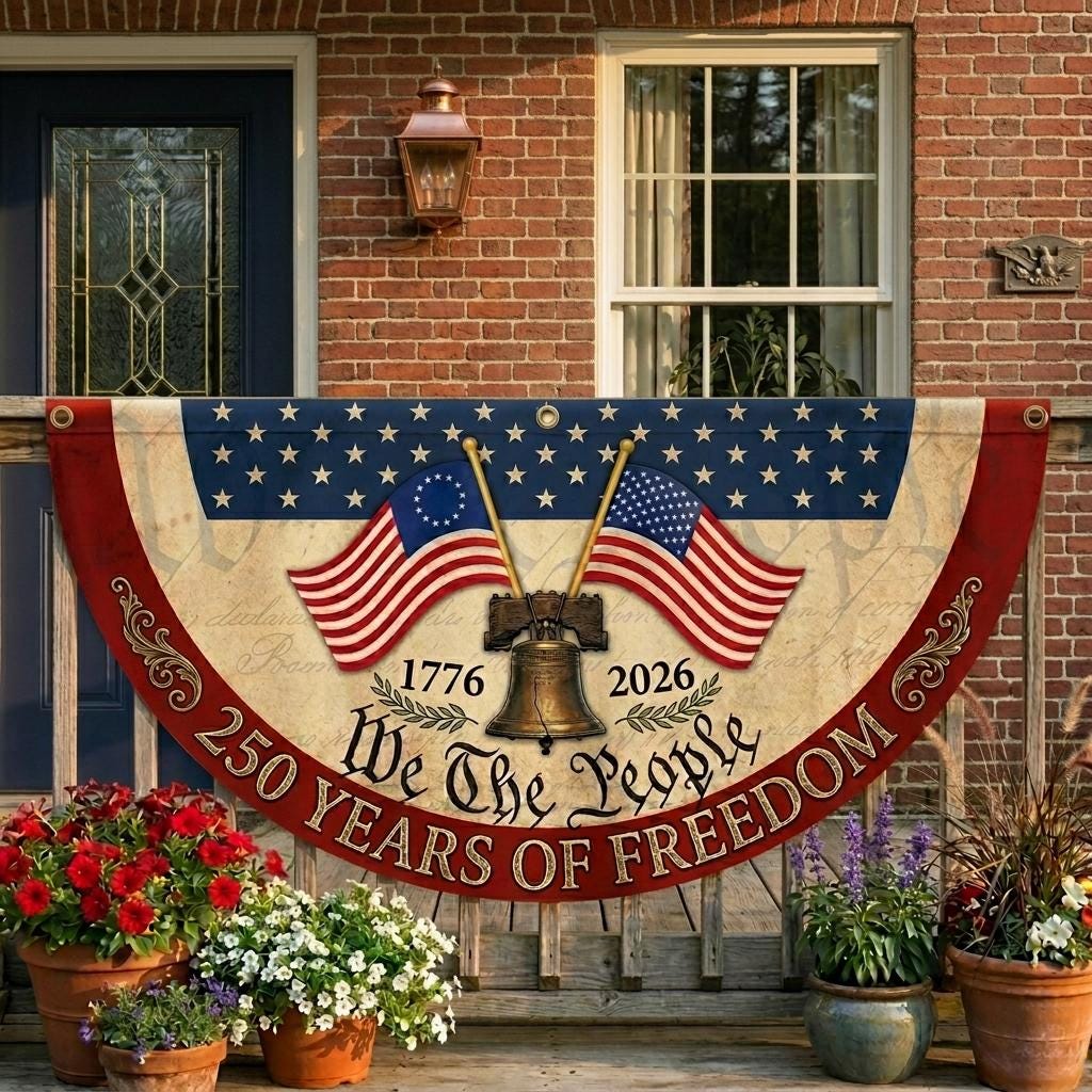 250th Anniversary Banner, We The People Banner, 1776 2026 Banner, Liberty Bell Banner, Patriotic Porch Banner, 250 Years of Freedom Banner