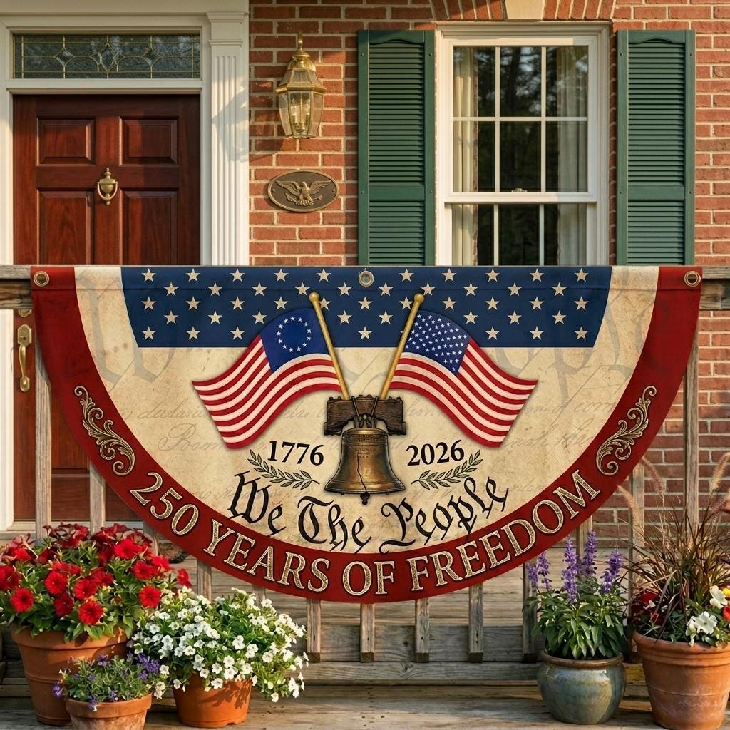 250th Anniversary Banner, We The People Banner, 1776 2026 Banner, Liberty Bell Banner, Patriotic Porch Banner, 250 Years of Freedom Banner