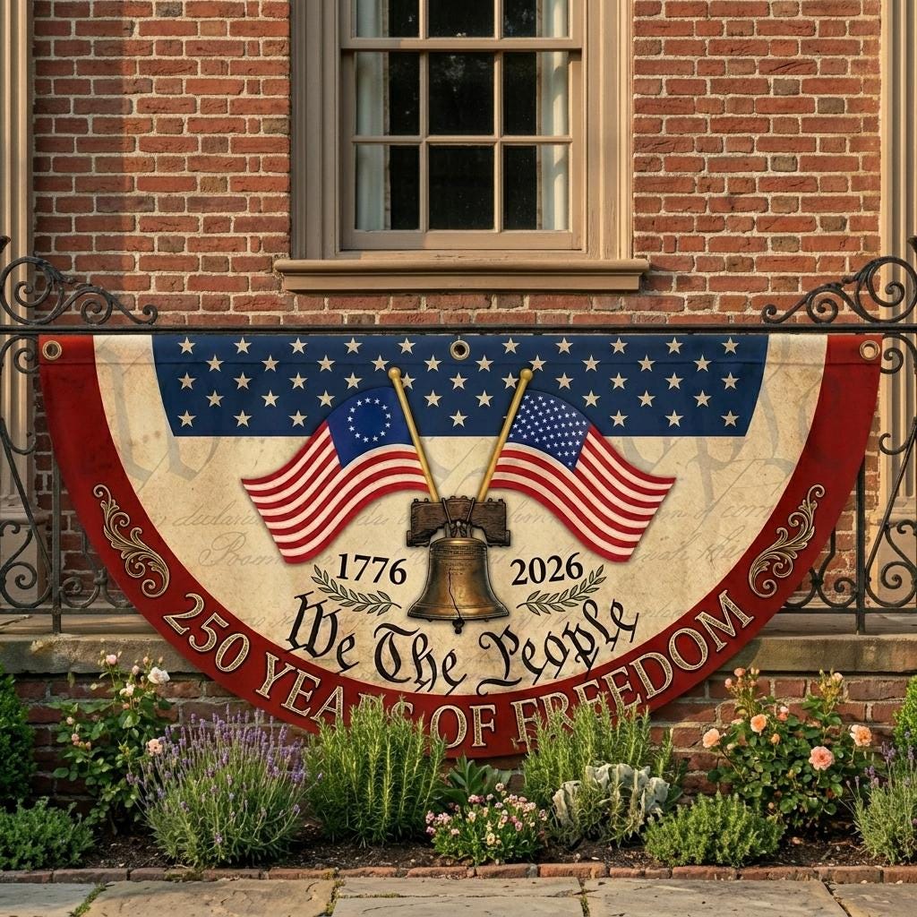 250th Anniversary Banner, We The People Banner, 1776 2026 Banner, Liberty Bell Banner, Patriotic Porch Banner, 250 Years of Freedom Banner