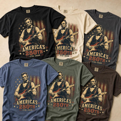 Abraham Lincoln Guitar Shirt, America 250th Patriotic Music Tee (1776-2026)