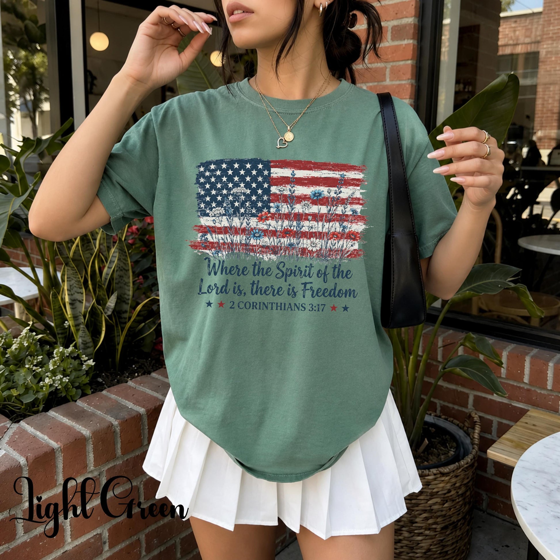 Christian Patriotic Shirt, Vintage USA Flag Bible Verse Tee, Freedom Scripture 4th of July Graphic Shirt