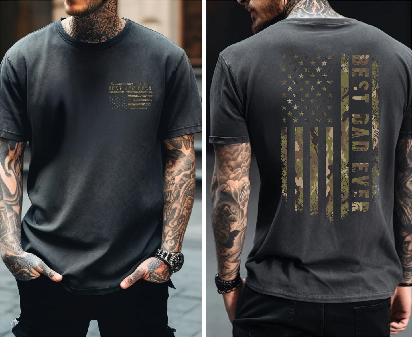 Comfort Colors Best Dad Ever Shirt, Camo American Flag Tee, Patriotic Dad, Fathers Day Gift, S1293